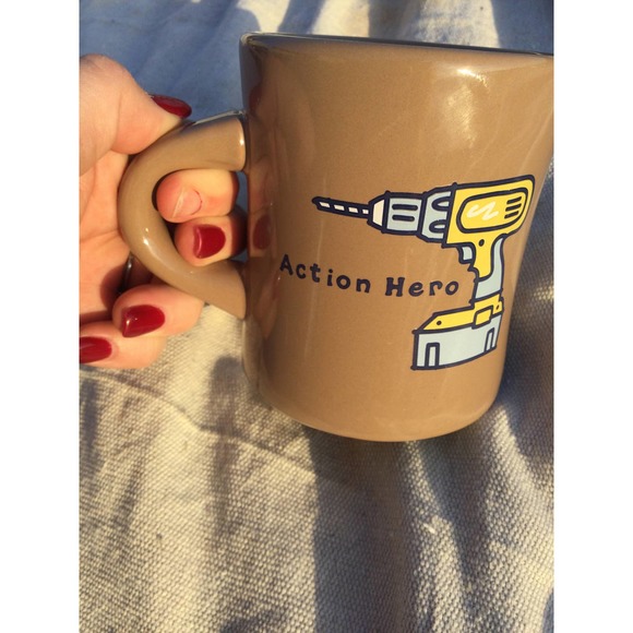 Action hero mug dad father life is good tan brown coffee cup drill tool gift - Picture 5 of 8
